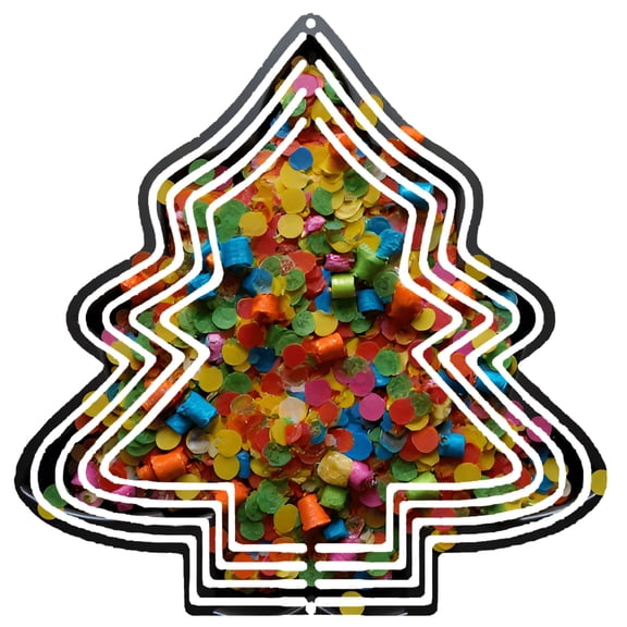 Colorful Metal Hanging Christmas Tree Wind Decorations - Vibrant Circular Discs for Festive Garden Spinners Perfect for Holiday Cheer