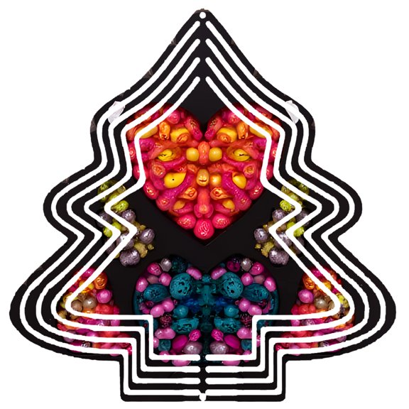 Colorful Metal Hanging Tree-Shaped Wind Spinner - Playful Face Design with Triangular Pattern for Garden and Yard Decor