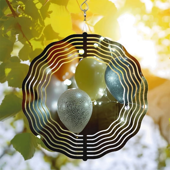 Colorful Metal Hanging Wind Spinners & Chimes for Yard & Garden - Festive Sound Wave Design with Bokeh Lights Effect