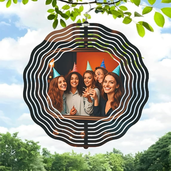 Colorful Metal Hanging Wind Spinners & Chimes for Yard & Garden - Unique Circular Pattern Design with Concentric Waves