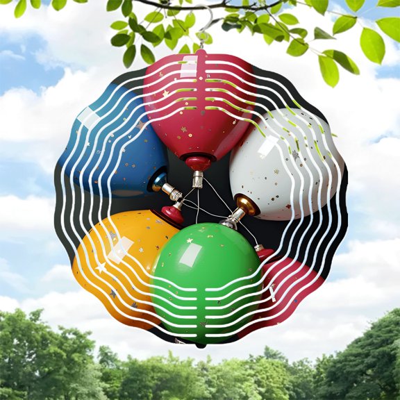 Colorful Metal Hanging Wind Spinners & Chimes for Yard & Garden - Unique Star Design Circular Pattern Eye - Catching Decor