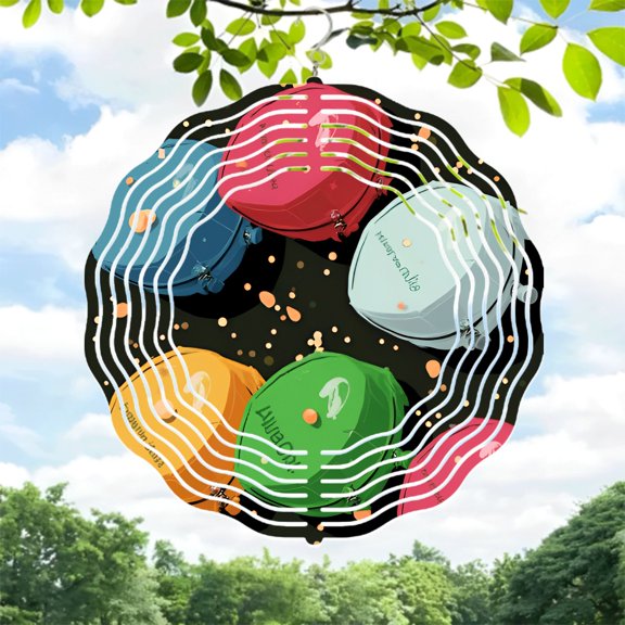 Colorful Metal Hanging Wind Spinners - Unique Wind Chimes for Yard and Garden Decor Vibrant Patterns Effects