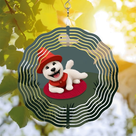 Colorful Metal Hanging Wind Spinners with Circular Patterns - Decorative Wind Chimes for Yard and Garden - Unique Fish & Bird Design