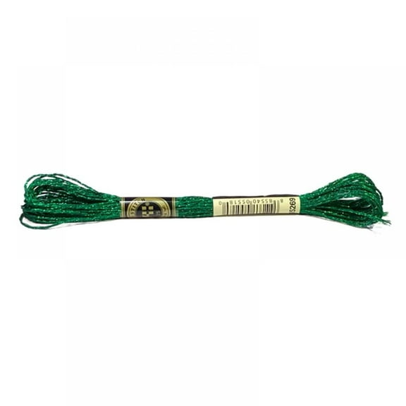 Colorful Metallic Embroidery Floss Cross Stitch Needlework Thread, 8 Meters 12 Strands Metallic Green