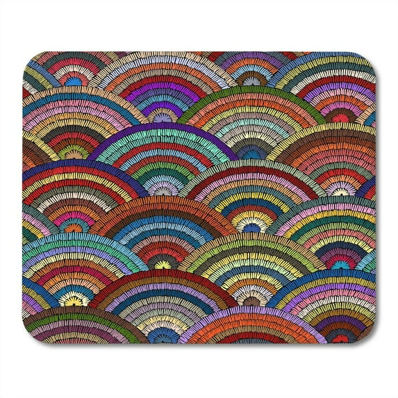 Colorful Mexican Embroidered Pattern Wavy Bohemian Patchwork Patch Ethnic Mousepad Mouse Pad Mouse Mat 9x10 inch