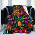 thumbnail image 1 of Colorful Mexican Floral Blanket, Flannel Blanket Fluffy Cozy Fuzzy Throws Non-Shedding for Nap Bed Sofa Couch Home Decor, 1 of 6