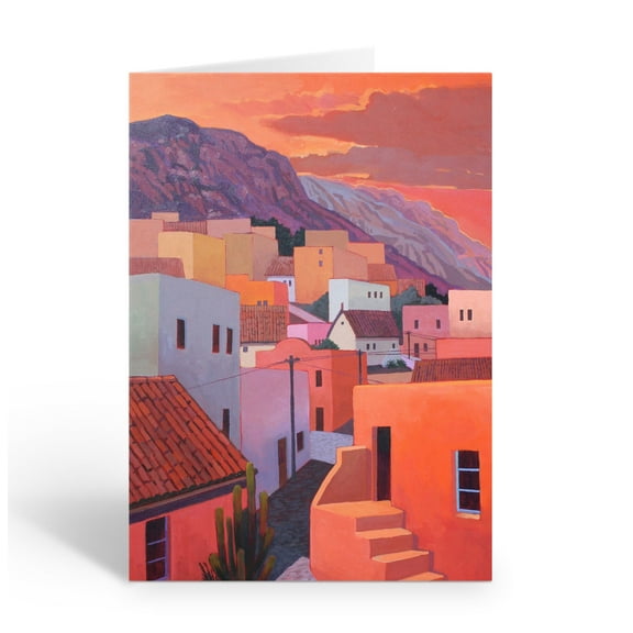 Colorful Mexican Mountain Village Blank Note Cards - 10 Note Cards with Envelope