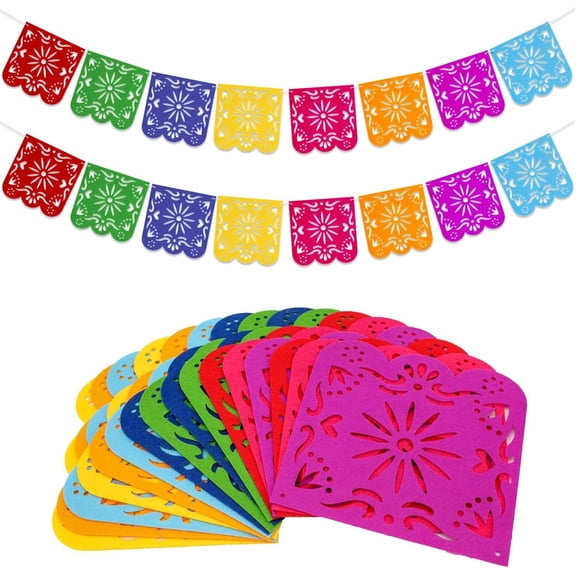 Colorful Mexican Party Rectangle Banner Decorations Papel Picado Banners Felt Day of the Dead Rainbow Banner Fiesta Birthday Baby Shower Party Decorations Dia De Los Muertos Decor Cinco de Mayo Flags