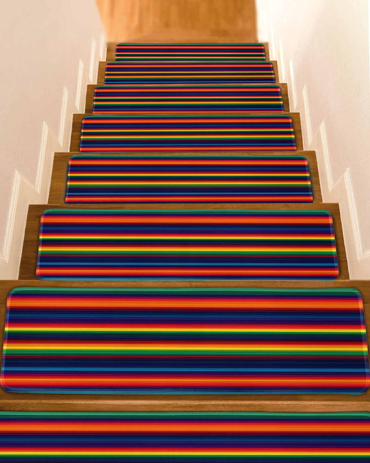 Colorful Mexican Stair Treads Non Slip for Steps Striped Modern ...