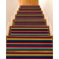 thumbnail image 1 of Colorful Mexican Stair Treads Non Slip for Steps Stripes Modern Horizontal Stripes 15 Pcs Reusable Adhesive Stair Runner Mats for Dogs Elders Carpet Treads Rugs for Staircase 8x30 In, 1 of 7