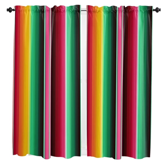 Colorful Mexican Stripes Retro Living Room The Bedroom Home Interior Room Decoration Drapes Kitchen Curtains