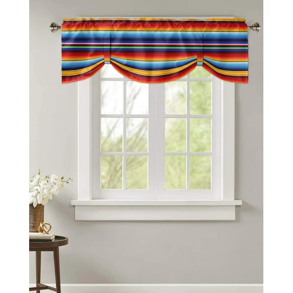 Colorful Mexican Stripes Small Curtain Rod Pocket Short Curtains Home Decor Partition Cabinet Door Window Curtains