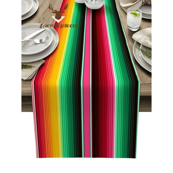 Colorful Mexican Stripes Table Runner Home Wedding Table Flag Mat Table Centerpieces Decoration Party Dining Long Tablecloth