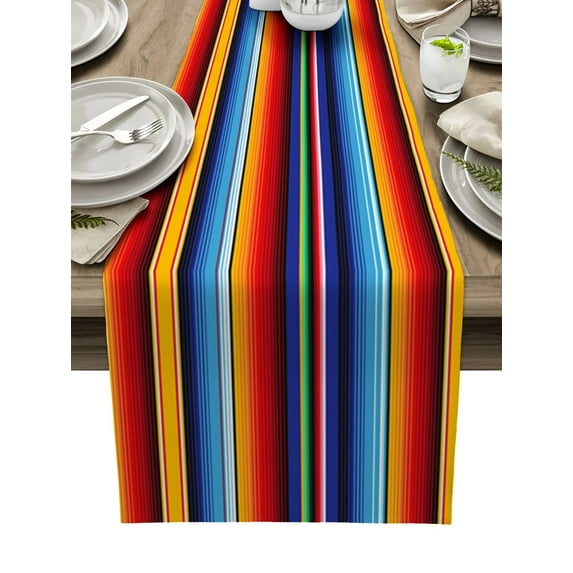 Colorful Mexican Stripes Table Runner Home Wedding Table Flag Mat Table Centerpieces Decoration Party Dining Long Tablecloth