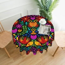 Colorful Mexican Tablecloth Round 60 Inch, Washable Polyester Table Cloth for Kitchen Party Picnic Dining Decor, Cinco de Mayo Mexican Decorations