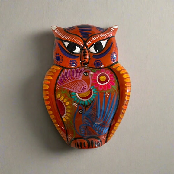 Colorful Mexican Talavera Owl Wall Art | Handmade and Hand-Painted (Large)
