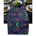 Colorful Mexico Abstract Flower Table Runner for Living Room Kitchen