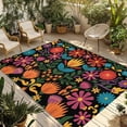 thumbnail image 1 of Colorful Mexico Outdoor Rug for Patio/Deck/Porch, Non-Slip Large Area Rug 5 x 8 Ft, Modern Abstract Flowers Leaf Orange Green Indoor Outdoor Rugs Washable Area Rugs, Camping Rug Carpet Runner, 1 of 8