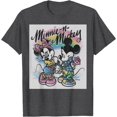 thumbnail image 1 of Colorful Mickey and Minnie DTG Print Unisex T-Shirt,Dark Heather Grey Color,Size 4XL, 1 of 5