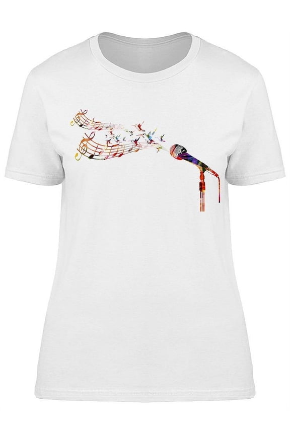 Colorful Microphone T-Shirt Women -Image by Shutterstock Women T-Shirt, Female Small