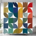 thumbnail image 1 of Colorful Mid Century Modern Shower Curtain, Boho Abstract Geometric Retro Art Shower Curtains for Bathroom, Rainbow Unique Cute Pattern Polyester Fabric with Hooks 54"W x 78"L (Pack of 1), 1 of 6
