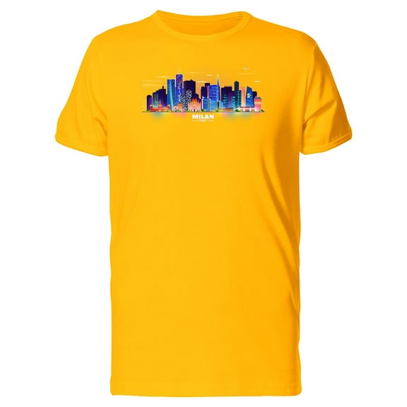 Colorful Milan City Skyline T-Shirt Men -Image by Shutterstock, Male Medium