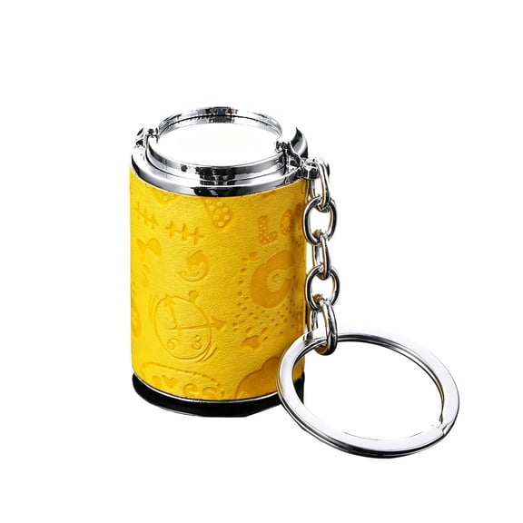 Colorful Mini Cylinder Coin Holder Keychain - Embossed Pattern Metal Pill Case Key Ring for Coins, Pills & Daily Carry