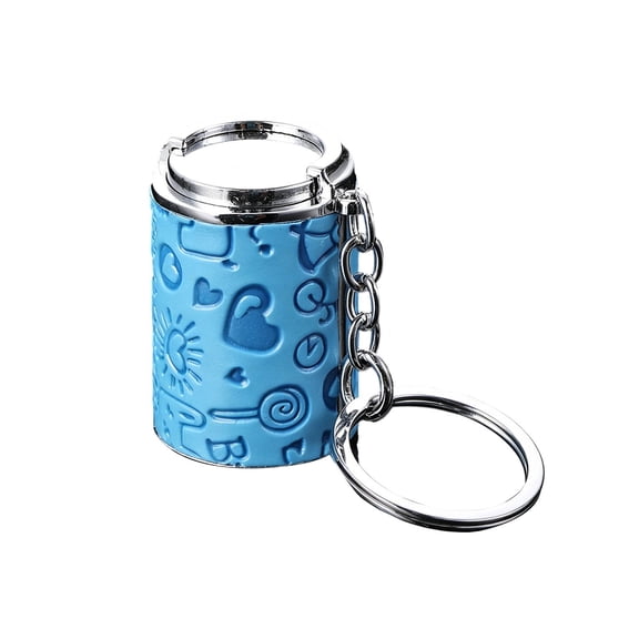 Colorful Mini Cylinder Coin Holder Keychain - Embossed Pattern Metal Pill Case Key Ring for Coins, Pills & Daily Carry