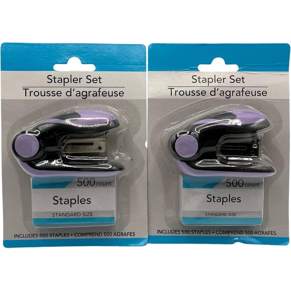 Colorful Mini Staplers with Staples, 2 pcs-LILAC