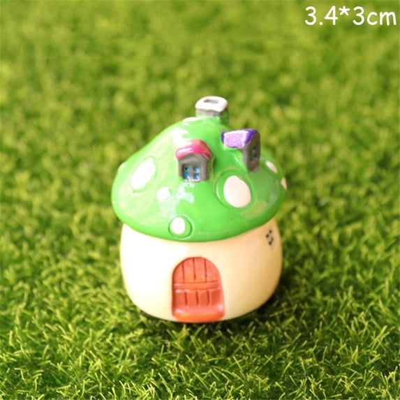 Colorful Miniature Terrarium Craft Decorations Mini Mushroom House Micro Landscape Garden Accessories GREEN M