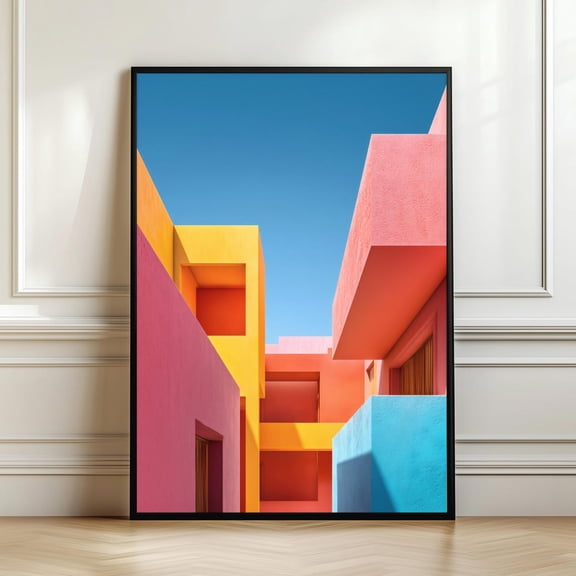 Colorful Minimal Wall Art Print Modern Architectural Geometry Vibrant Contemporary Decor Statement Interior Art Downlaod