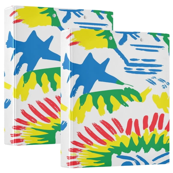 Colorful Minions 12.4x10.6in PVC Round Ring Binder, D-Ring 3-Hole, Metal Clip, 200 Sheets