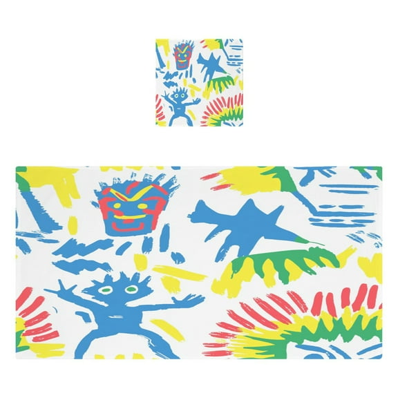 Colorful Minions 2 Piece Cotton Bath and Face Towel Set Soft and Absorbent, for Beach Pool Bathroom