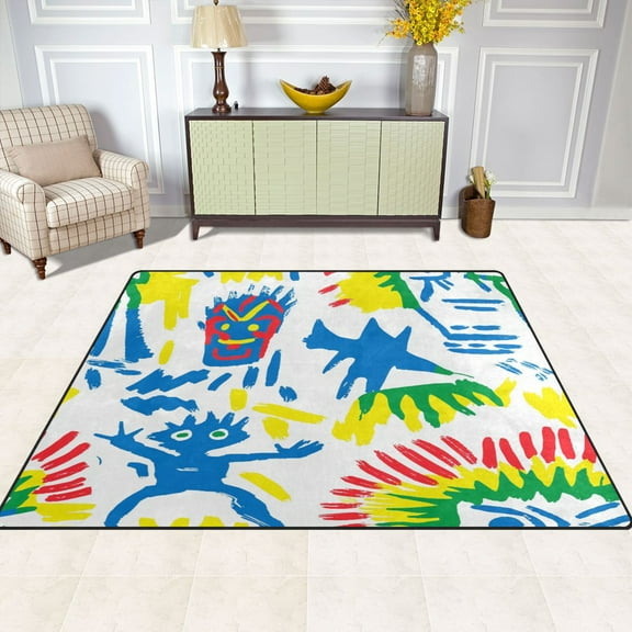 Colorful Minions 63''x48'' Plush Memory Foam Bath Mat, Soft, Absorbent, Non Slip, Durable