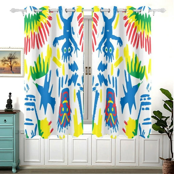 Colorful Minions 63x55in Window Curtain Panels 63x55in 2-Piece Heavy Duty 80% Light Blocking