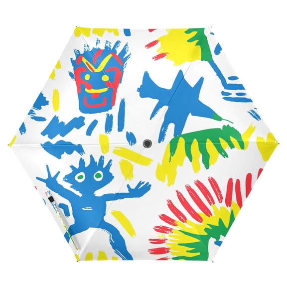 Colorful Minions Folding Umbrella UV50+ Waterproof Sun Protection Auto Open Close Compact Fiberglass Frame