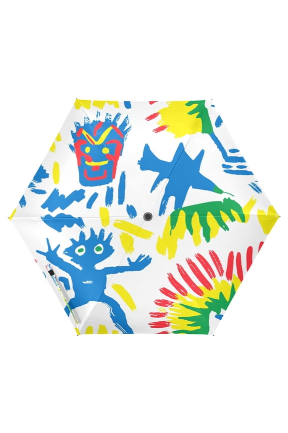 Colorful Minions Folding Umbrella UV50+ Waterproof Sun Protection Auto Open Close Compact Fiberglass Frame