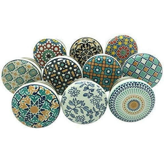 Colorful Mix Vintage Look Flower Ceramic Knobs Door Handle Cabinet Drawer Cupboard Pull Mandala Xfer New by JGARTS (10)