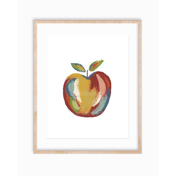 Colorful Modern Abstract Apple Fruit Art Painting Kitchen Wall Art Culinary Instant Art Print Minimalist Wall Art Modern Wall Decor Art