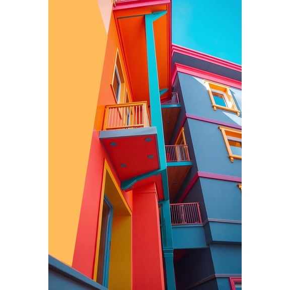 Colorful Modern Architecture Poster – Vibrant Urban Design 【Photo Paper】