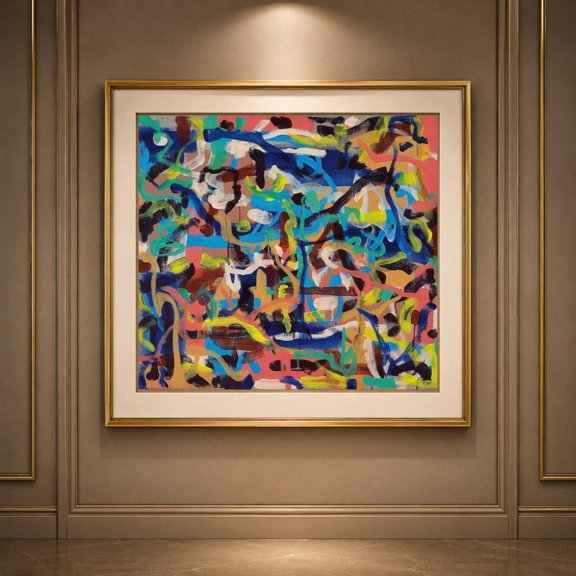 Colorful Modern Expressionist Modern Modern Vibrant Contemporary Bold Maximalist Modern Geometric Gallery Living Room Wall Art Unframed Paper Print