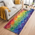 thumbnail image 1 of Colorful Modern Geometric Washable Runner Rugs 2'x6', Watercolor Rainbow Diamond Pattern Low Pile Throw Entryway Rug Non-Slip Sturdy Edge Binding Carpet for Indoor Bedside Entrance Bedside, 1 of 9