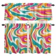 thumbnail image 1 of Colorful Moire Kitchen Curtains Sets for Windows 24 Inch Length, Modern Abstract Geometric Art Rod Pocket Window Treatments Tier Curtains and Valances Set for Bedroom/Bathroom, 1 of 8