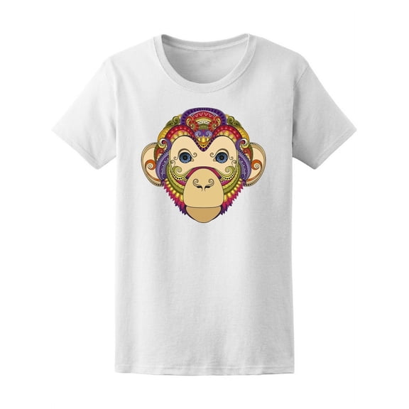 Colorful Monkey Ethnic Mandala T-Shirt Women -Image by Shutterstock, Female Small