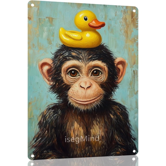 Colorful Monkey Vintage Metal Tin Sign Wall Hanging Art Poster, 12 x 8 Inch, Iron Wall Decoration
