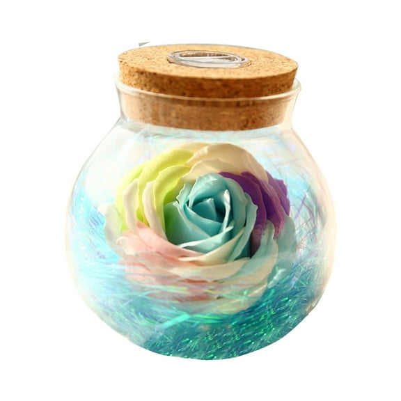 Colorful Mood Light Wishing Bottle, Faux Rose, Eternal Rose, for Bedroom Party Table Decor, Christmas Decorations