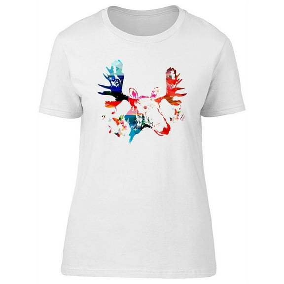 Colorful Moose Head T-Shirt Women -Image by Shutterstock, Female x-Large