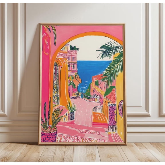 Colorful Moroccan Bazaar Poster, Vibrant Market Travel Art
