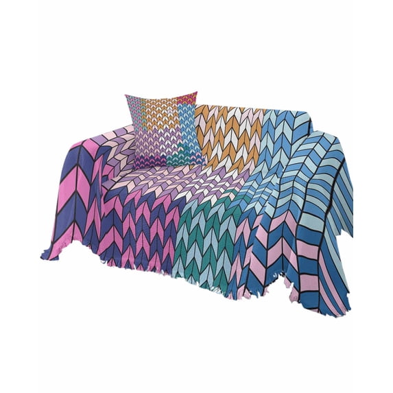 Colorful Morocco Sofa Couch Covers for Dogs, Washable Sectional Couch Slipcovers for Loveseat with Tassels, Geometric Modern Abstract Art Non Slip Sofa Throw Cover Blanket L 71''x102''
