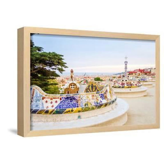 Colorful Mosaic Bench of Park Guell, Designed by Gaudi, in Barcelona, Spain, Framed Art Print Wall Art by David Pereiras Sold by Art.Com